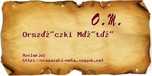 Orszáczki Máté névjegykártya